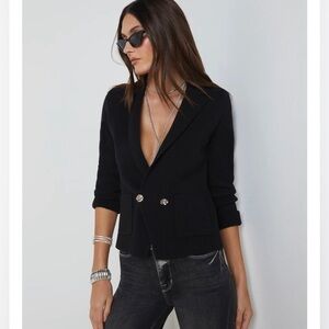 L’AGENCE Double Breasted Sofia Blazer Crystal Buttons
